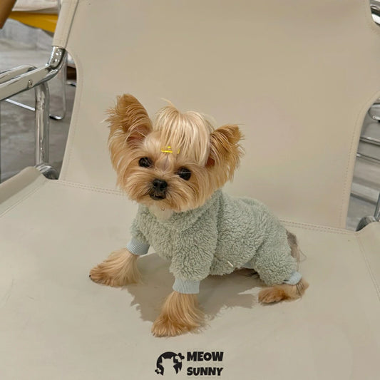 Small dog pet clothing, double-sided fleece thickened four-legged garment