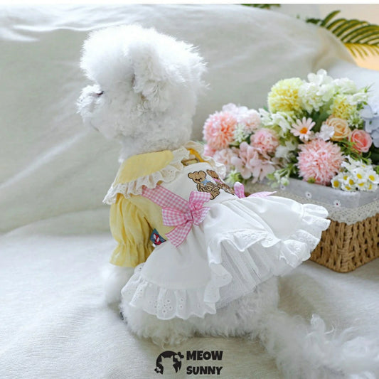 Small dog traction gauze skirt pet dog clothes princess dress