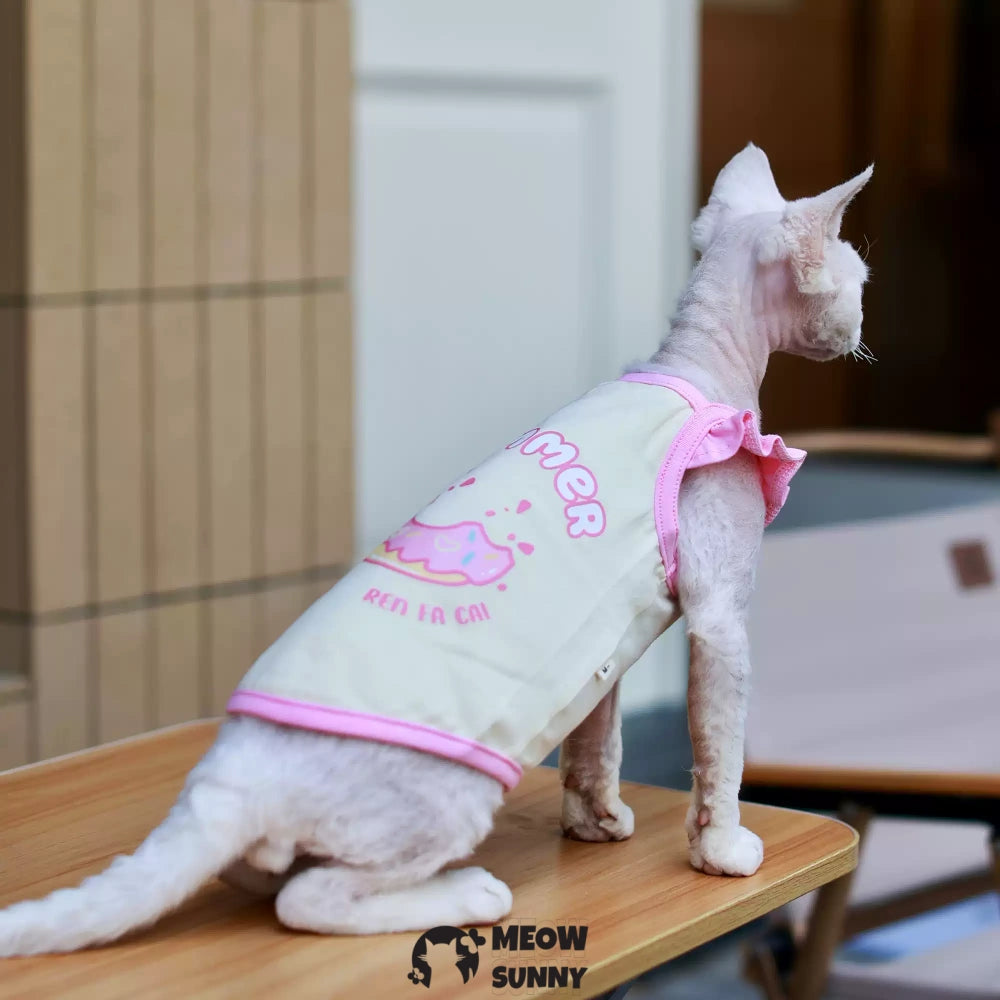 Soft Sphynx Hairless Cats Shirt, Breathable Stretchy Cat Summer Vest