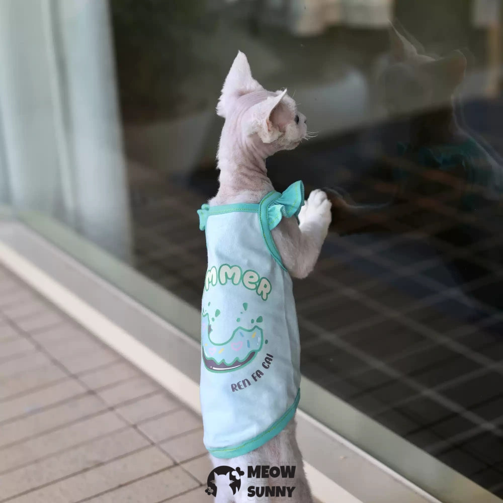 Soft Sphynx Hairless Cats Shirt, Breathable Stretchy Cat Summer Vest