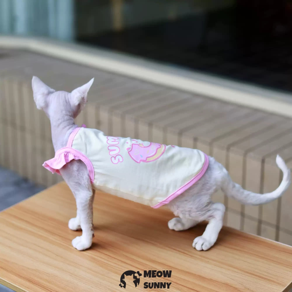 Soft Sphynx Hairless Cats Shirt, Breathable Stretchy Cat Summer Vest