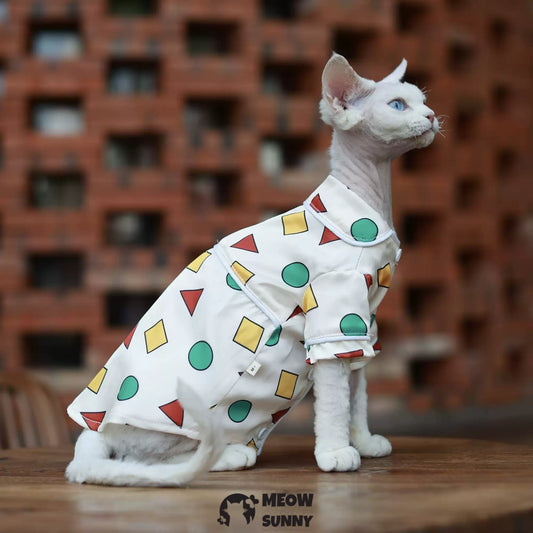 Sphinx hairless cat summer silk cool shirt, Breathable Jumpsuit