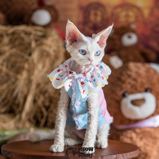 Sphynx Cat Breathable Stretch Summer Kitten Colored Big Bow Tie Shirt