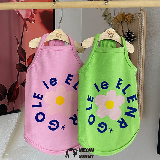 Sphynx Cat Breathable Stretchy Cat Summer Fashion vest,Flower Pattern