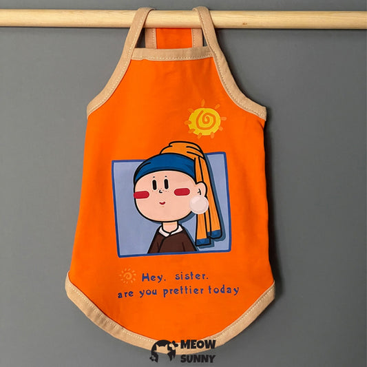 Sphynx Cat Breathable Stretchy Cat Summer Fashion vest,Oil painting