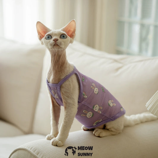 Sphynx Cat Breathable Stretchy Cat Summer Vest, Soft Hairless Shirt