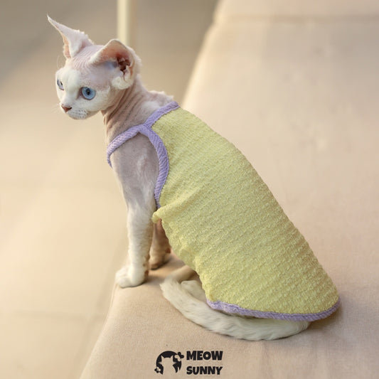 Sphynx Cat Breathable Stretchy Cat Summer Vest,Yellow