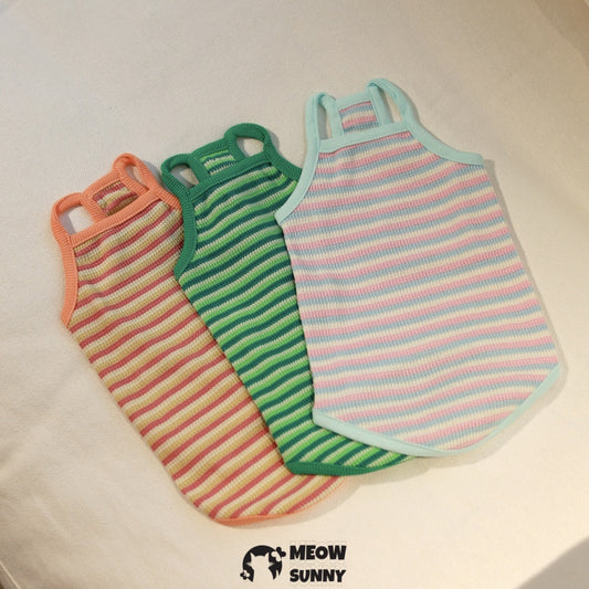Sphynx Cat Breathable Stretchy Cat Summer vest,Colorful Striped