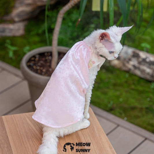 Sphynx Cat Pink Sleeveless Bow Dress for summer XS-XXL 1-14Lbs