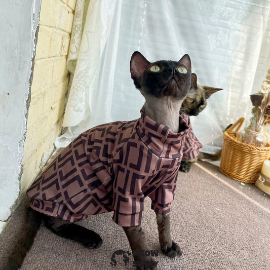 Sphynx Cat Red Clothes Soft Hairless Shirt With Sleeves
