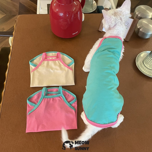 Sphynx Cat Shirt, Breathable Stretchy Cat Summer Colorful solid Vest