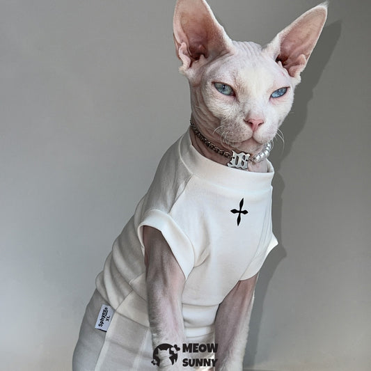Sphynx Cat Shirt, Breathable Stretchy Cat Summer Solid Vest