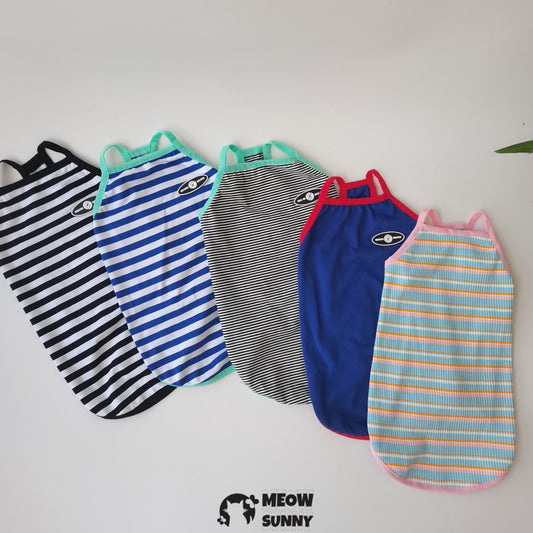 Sphynx Cat Shirt, Breathable Stretchy Cat Summer colorful striped Vest