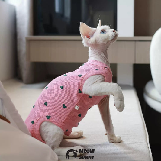 Sphynx Cat white Clothes 4 Legs Pure Cotton Comfortabl Pink shirt