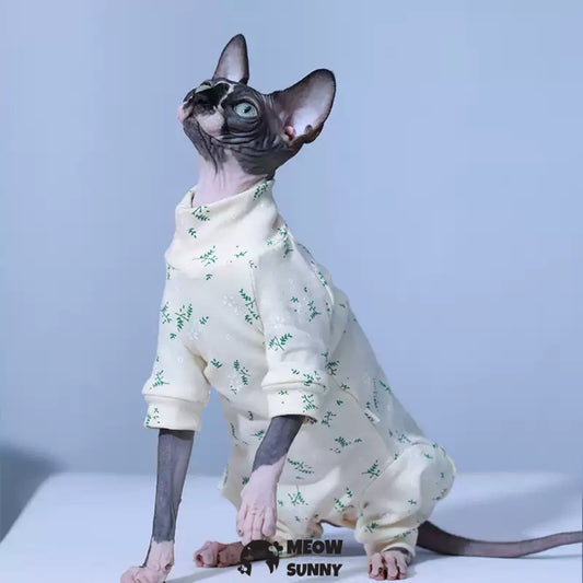 Sphynx Cat white Clothes 4 Legs Pure Cotton Comfortabl shirt