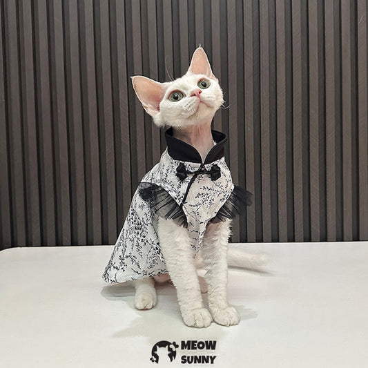 Sphynx Hairless Cat Clothes Cute Breathable lace Black Dress