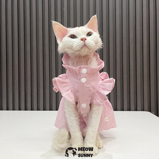 Sphynx Hairless Cat Clothes Cute Breathable lace Pink Dress