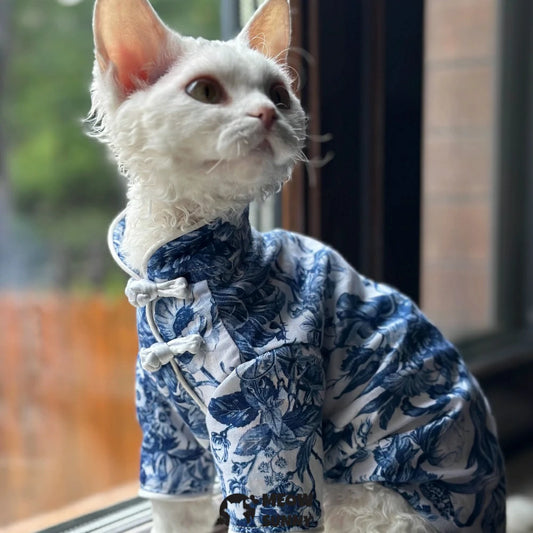 Sphynx Hairless Cat Spring/Summer Vintage Floral Shirt