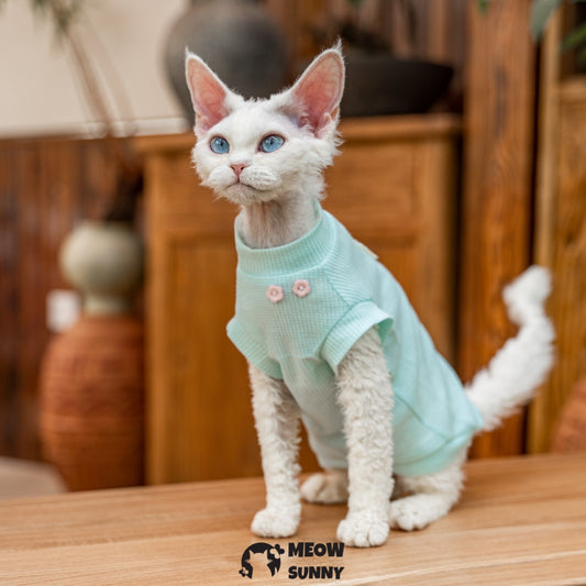 Sphynx Hairless Cat Summer Cotton cool quick-drying Blue T-Shirts