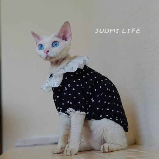 Summer Cat Clothes Black Spots Cute Pet Dress