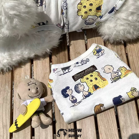 Summer Cheese Cartoon Pattern Open Shoulder Button Puppy Vest