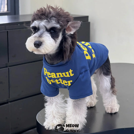 Summer Cotton Navy Blue Dog T-shirt
