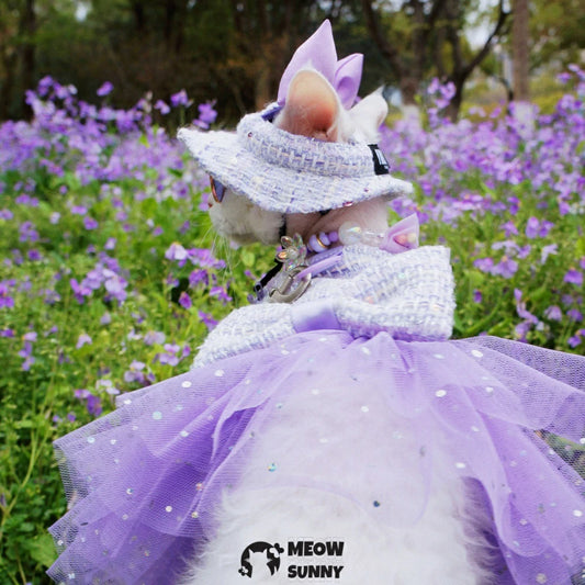 Summer Romance Wisteria Hairless Cat Soft Traction Chest Harness