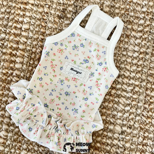 Summer puppy clothes floral sleeveless dress