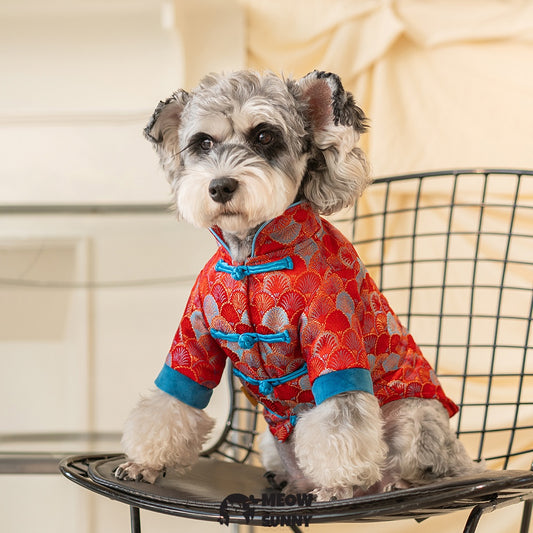 Tang Suit Style Summer Thin Dog Comfortable Retro Shirt,RED