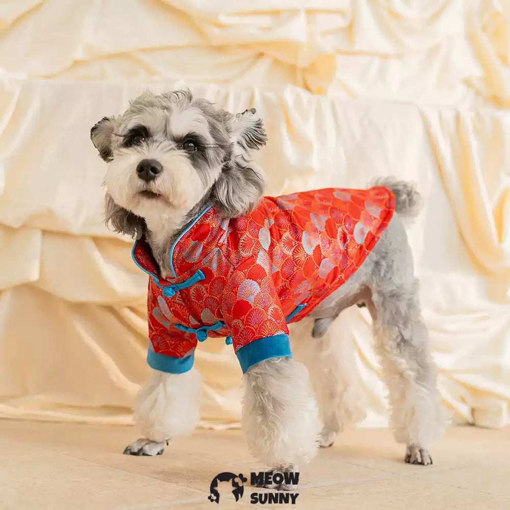 Tang Suit Style Summer Thin Dog Comfortable Retro Shirt,RED
