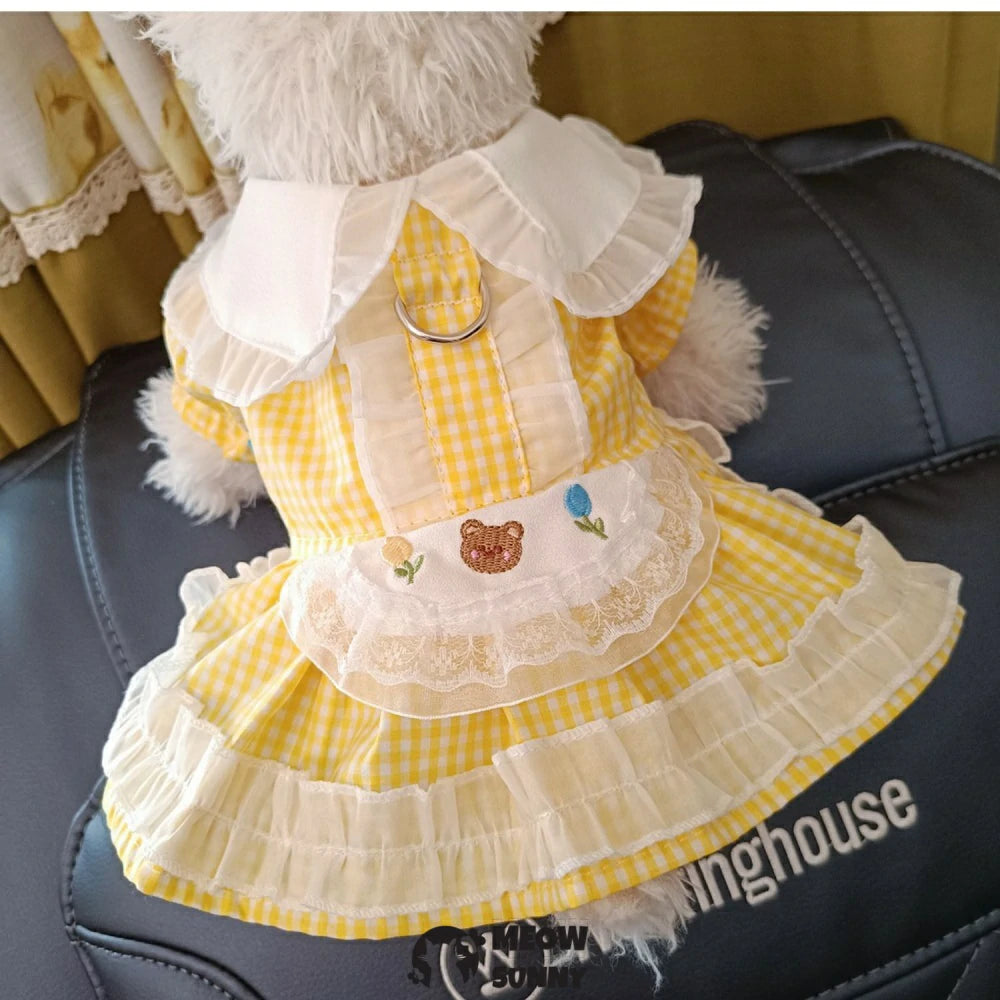 Teddy Panda Spring and Summer Yorkshire Terrier Yellow Princess Dress