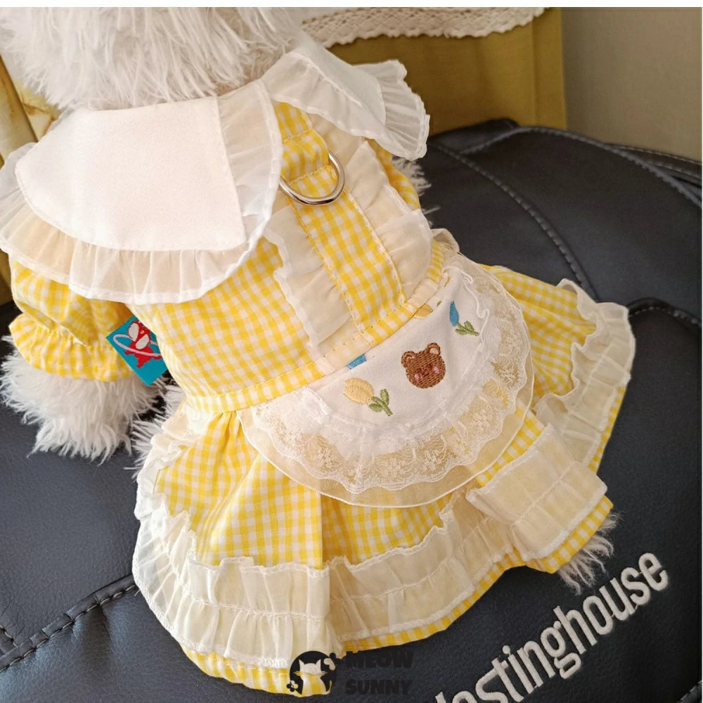 Teddy Panda Spring and Summer Yorkshire Terrier Yellow Princess Dress