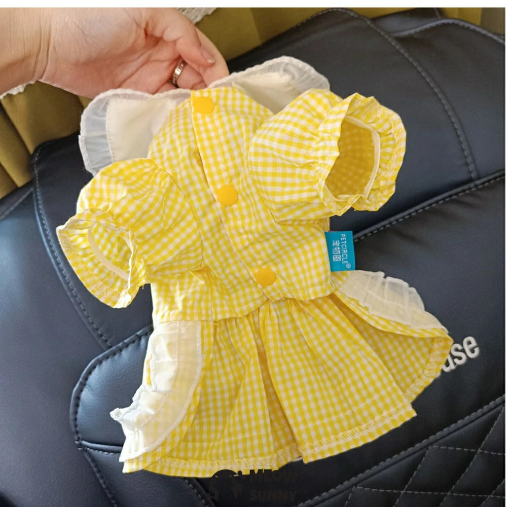 Teddy Panda Spring and Summer Yorkshire Terrier Yellow Princess Dress