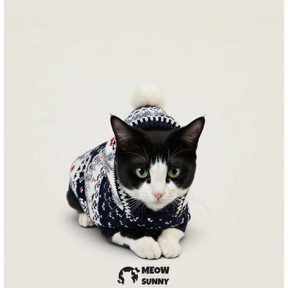 Thick, soft, and warm hooded sweater for hairless cats (pet clothing)