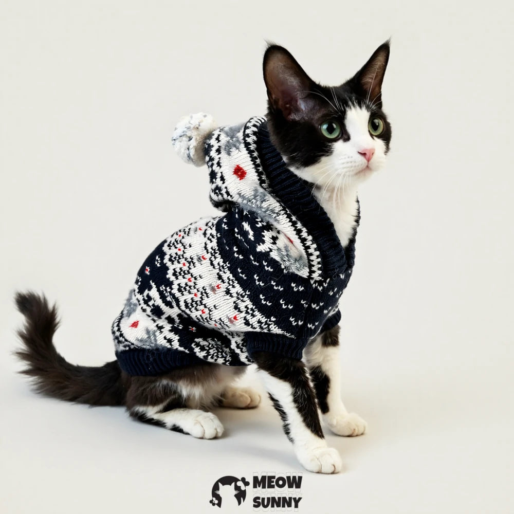 Thick, soft, and warm hooded sweater for hairless cats (pet clothing)