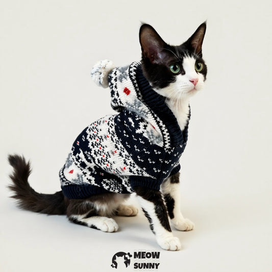 Thick, soft, and warm hooded sweater for hairless cats (pet clothing)