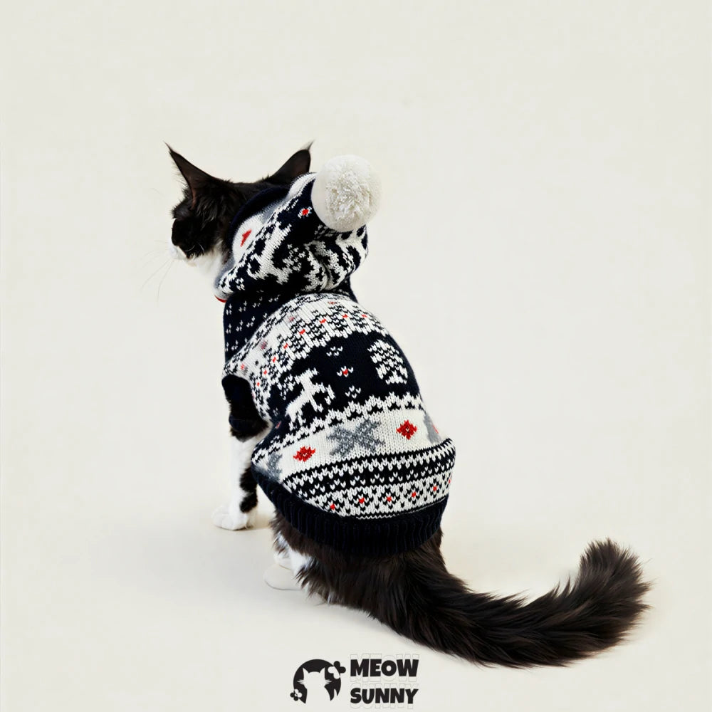 Thick, soft, and warm hooded sweater for hairless cats (pet clothing)