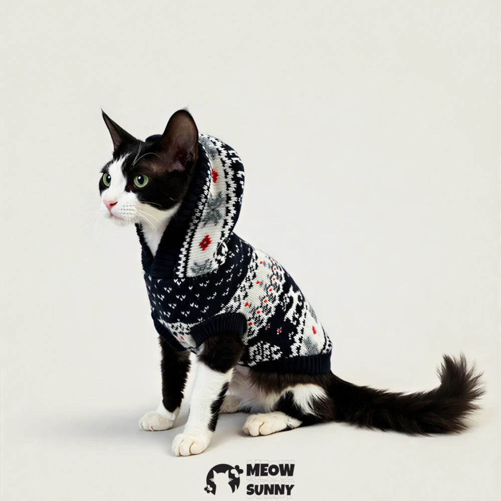 Thick, soft, and warm hooded sweater for hairless cats (pet clothing)