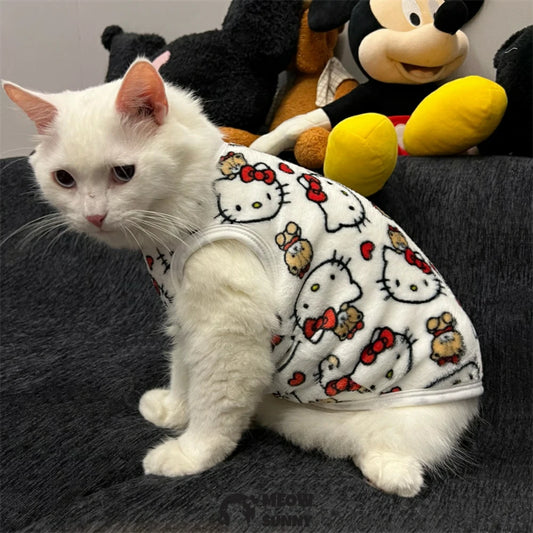 Thickened cat clothes flannel anti-shedding pullover vest