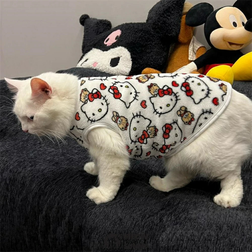 Thickened cat clothes flannel anti-shedding pullover vest
