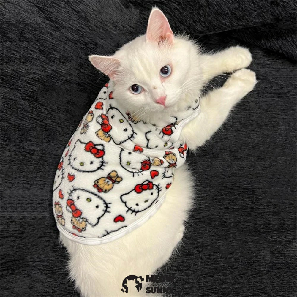 Thickened cat clothes flannel anti-shedding pullover vest