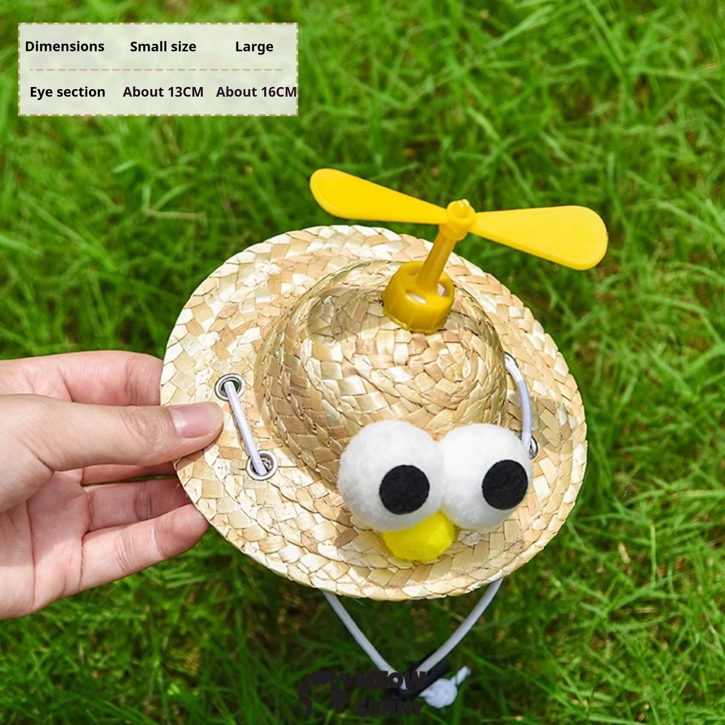 Straw Bamboo Dragonfly/Small Flower Pet Cat & Dog Sun Hat