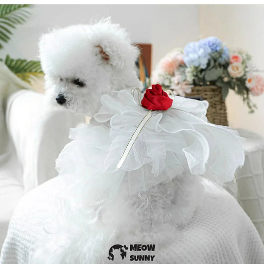 Vintage Flower Pet Clothes Dog Wedding Princess Dress