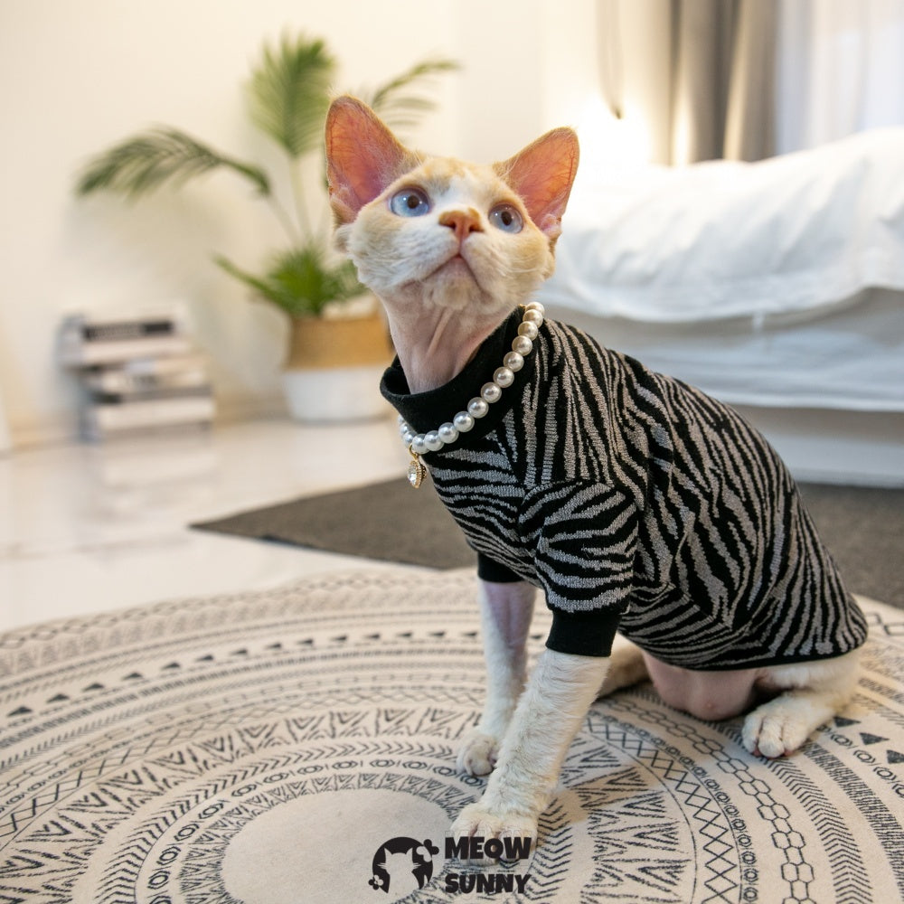 Vintage Stripes Sphynx Hairless Cat Cotton T-Shirts Pet Clothes