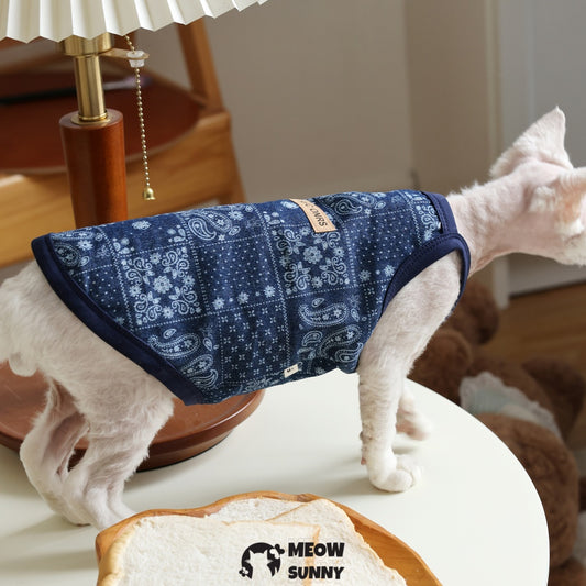 Vintage Stripes Sphynx Hairless Cotton Cat Turtleneck Shirt
