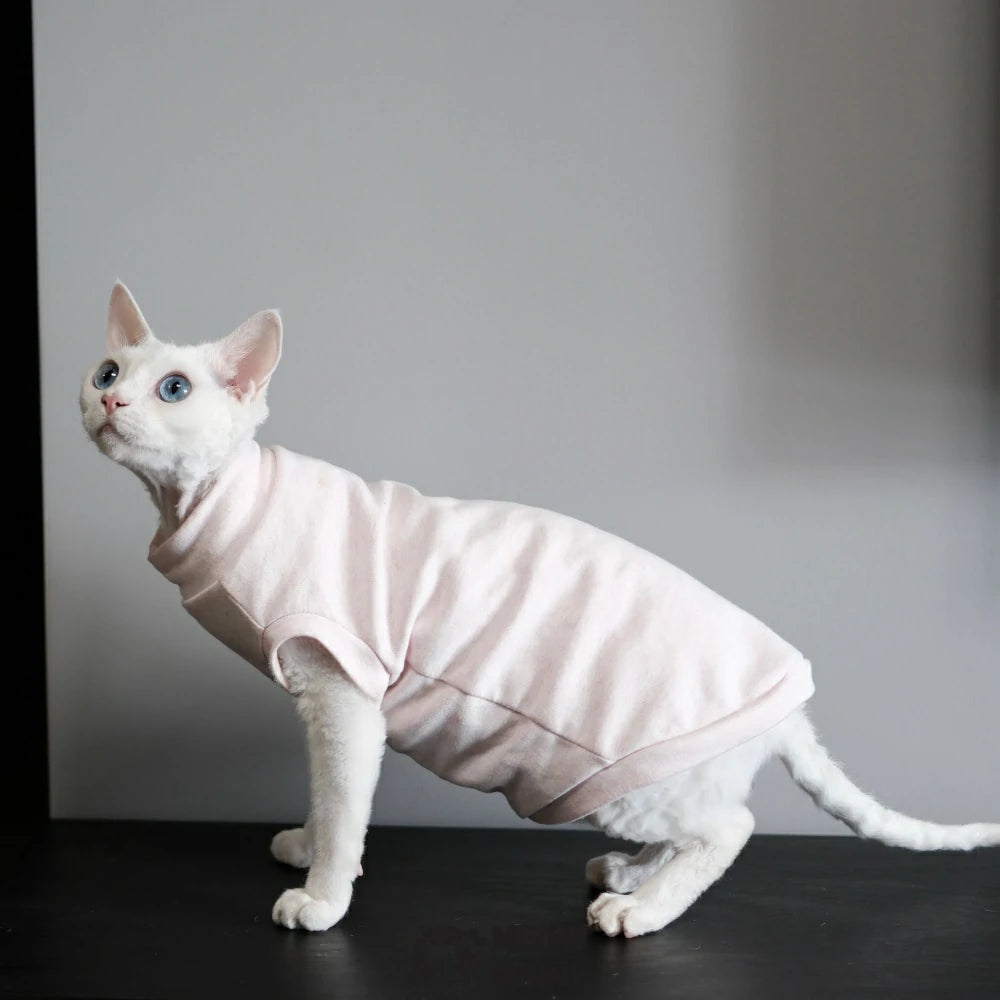 Warm, hypoallergenic, hairless cat-themed clothing, plain-colored vest, sleeveless top