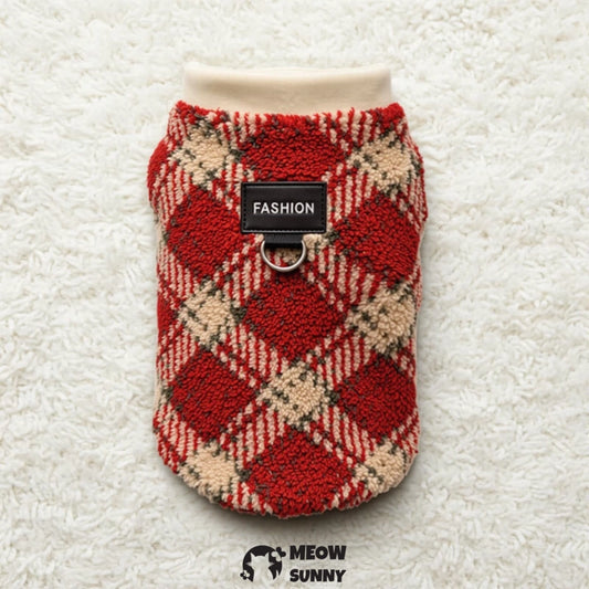 Warm, thick, and soft Christmas-themed knitted sweater/cardigan for cats.