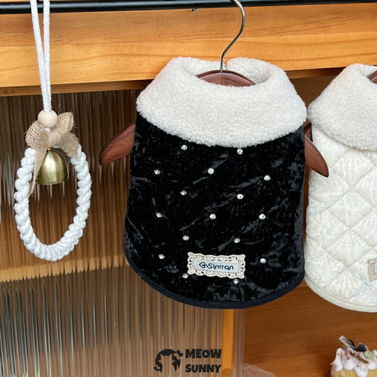 Warm vest with fur collar for small and medium dogs