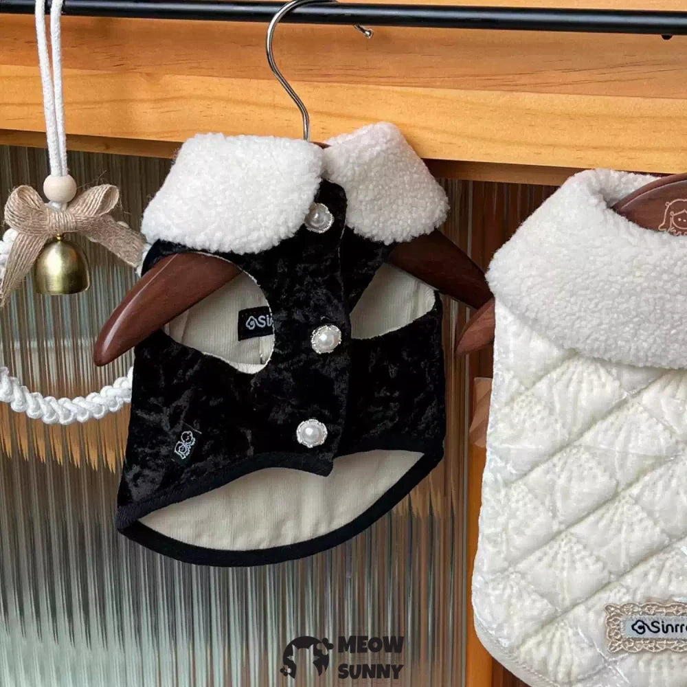 Warm vest with fur collar for small and medium dogs