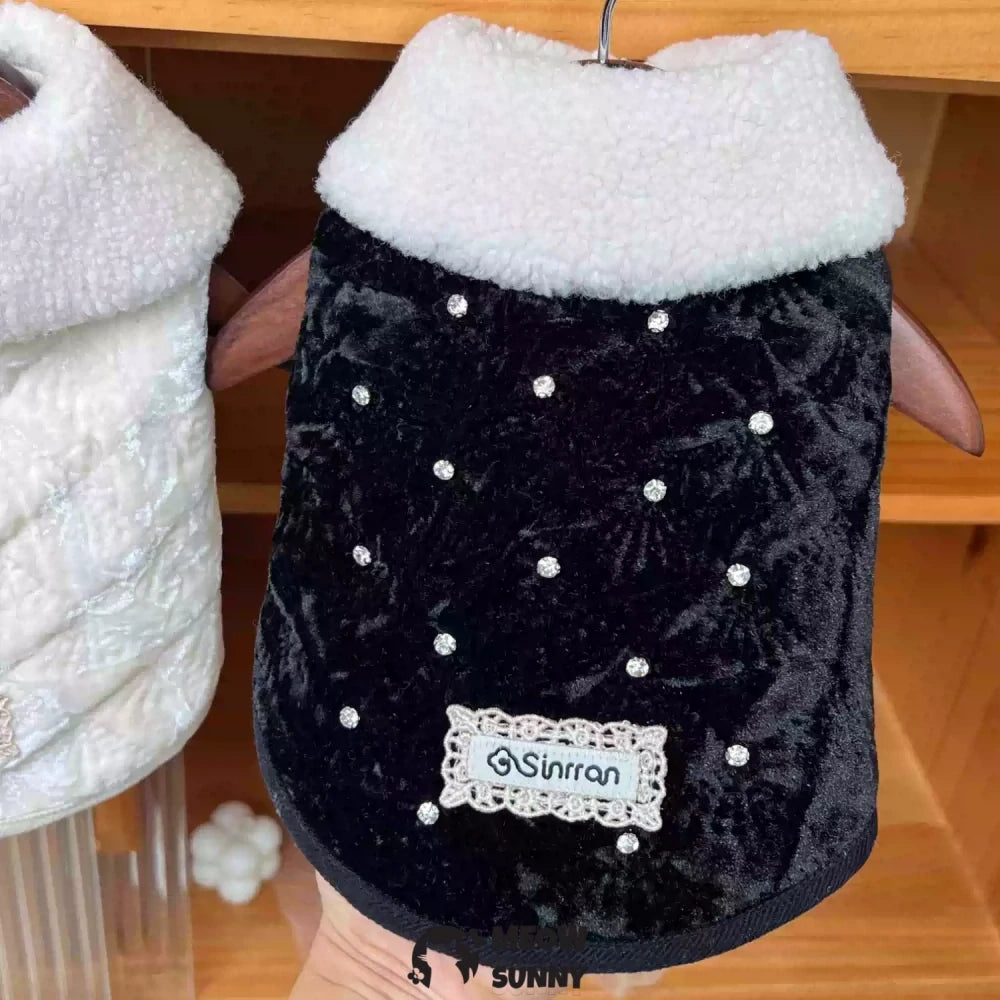 Warm vest with fur collar for small and medium dogs